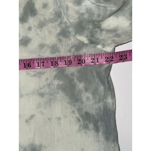 Bella Dahl 100% Linen Top Tie Dye Button Down Shirt Raw Fringe Hem Watercolor L - Picture 12 of 16